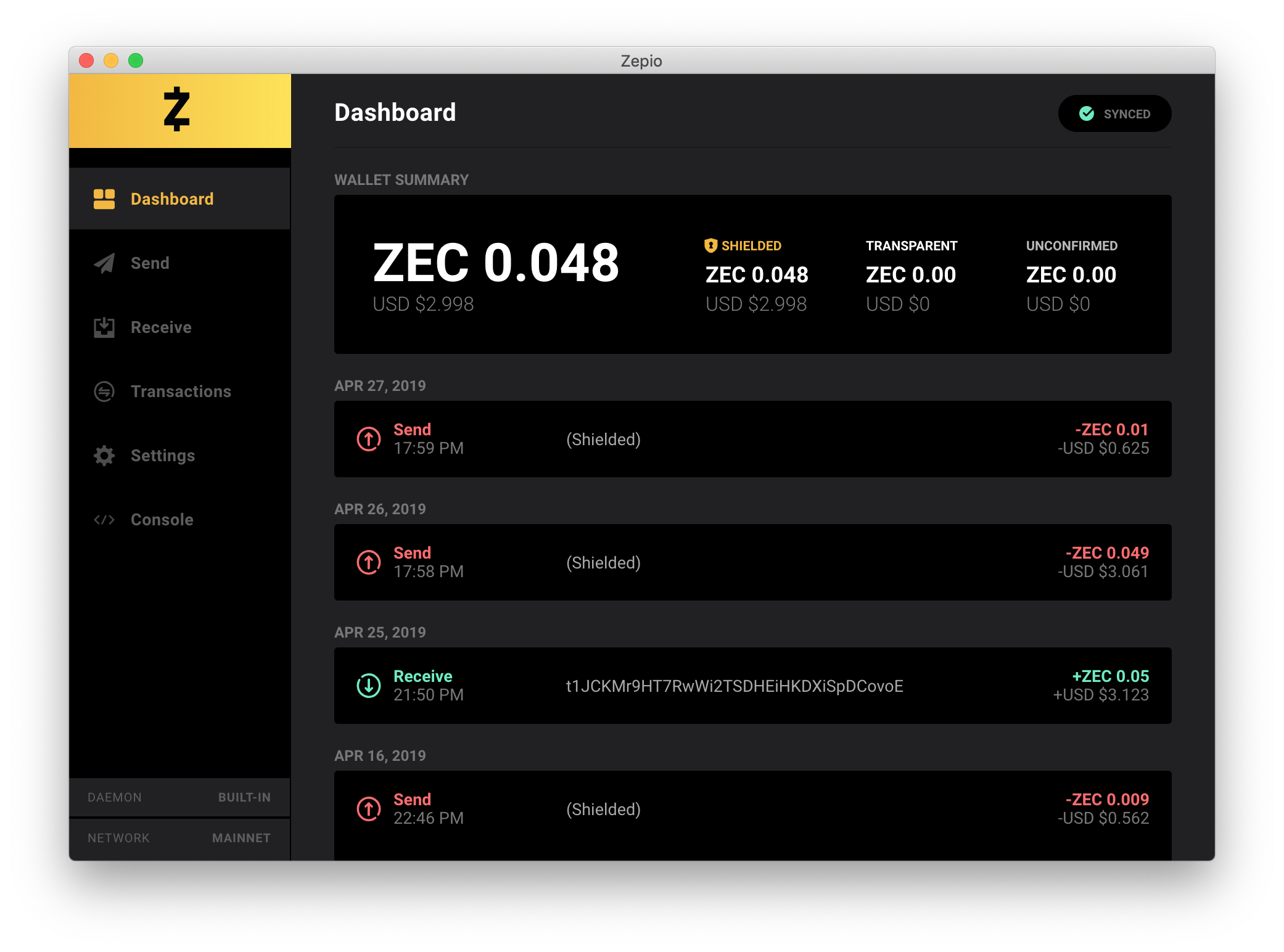 Zepio Dashboard interface